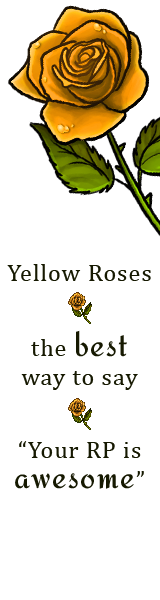 A yellow rose on a white field. Text reads: Yellow roses, the best way to say your RP is awesome